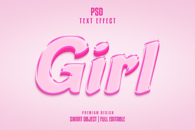Estilo de efeito de texto 3D editável para meninas