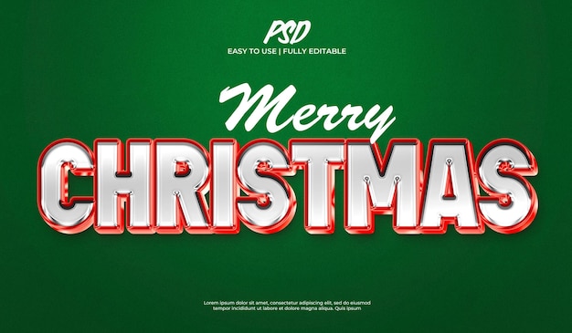 estilo de efeito de texto 3d feliz natal
