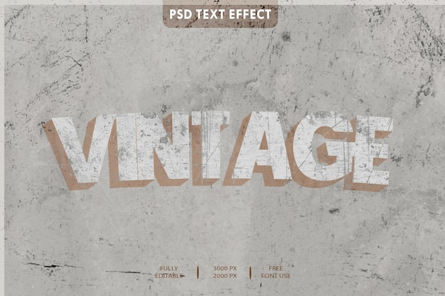 PSD estilo de efeito de texto 3d vintage