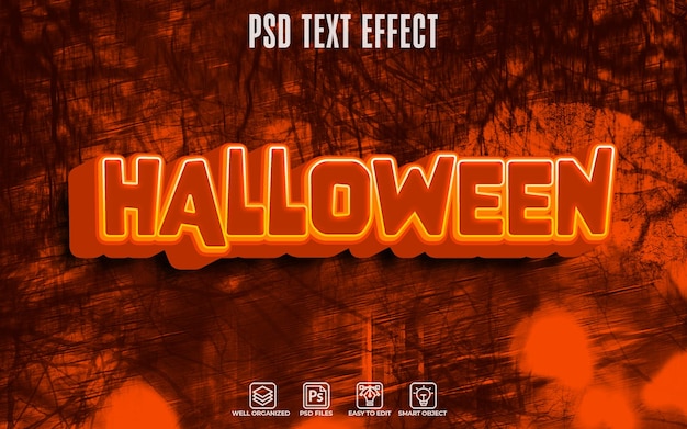 PSD estilo de efeito de texto de halloween