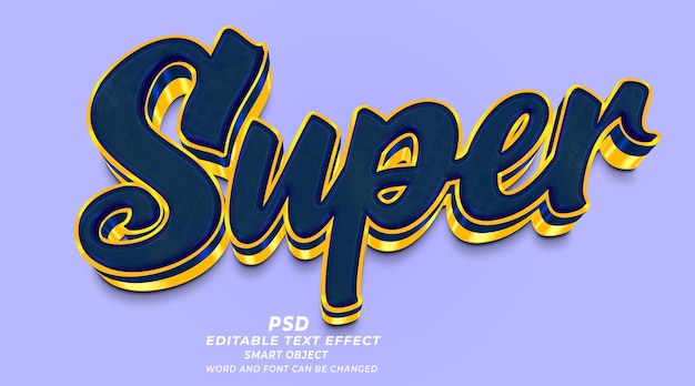 PSD estilo de efeito de texto do photoshop super 3d editável com plano de fundo premium