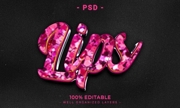 Estilo de efeito de texto editável 3D com fundo