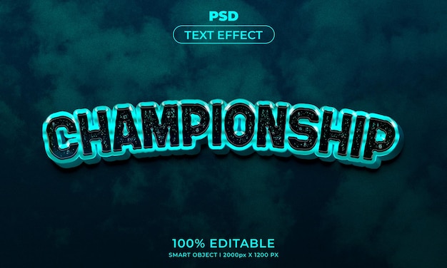 PSD estilo de efeito de texto editável 3d do campeonato mundial de futebol com plano de fundo