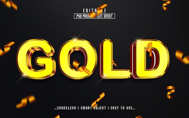 Estilo de efeito de texto editável 3d dourado