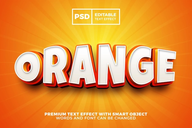 PSD estilo de efeito de texto editável 3d em quadrinhos de desenho super laranja