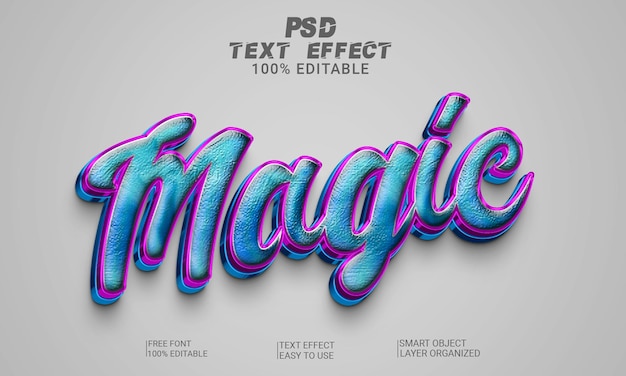 PSD estilo de efeito de texto editável 3d mágico