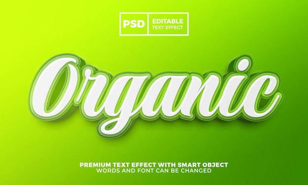 PSD estilo de efeito de texto editável 3d organic green nature logo
