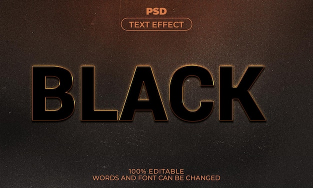 Estilo de efeito de texto editável 3d preto com plano de fundo