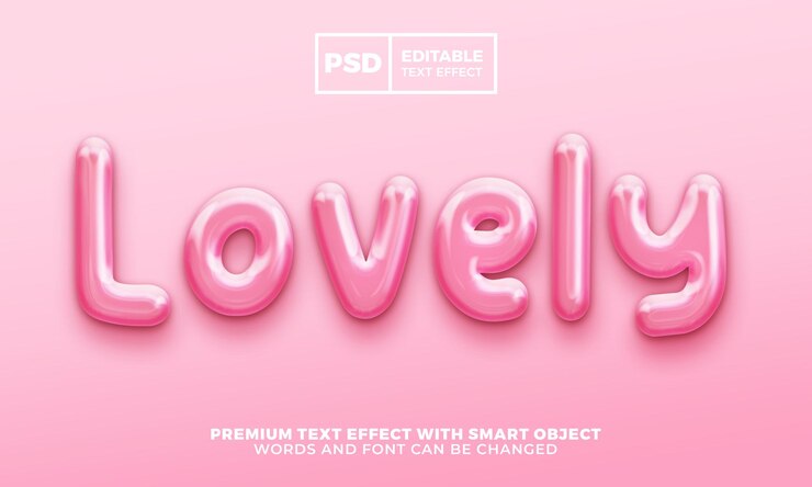 Estilo de efeito de texto editável 3d rosa adorável