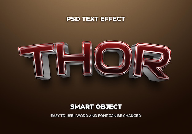 Estilo de efeito de texto editável 3d thor vermelho