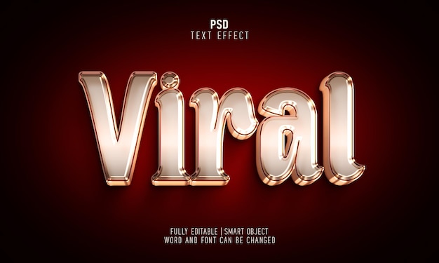 PSD estilo de efeito de texto editável 3d viral de luxo