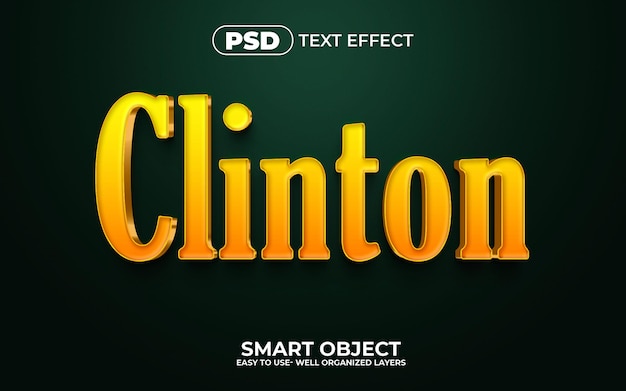 Estilo de efeito de texto editável clinton 3d com fundo premium