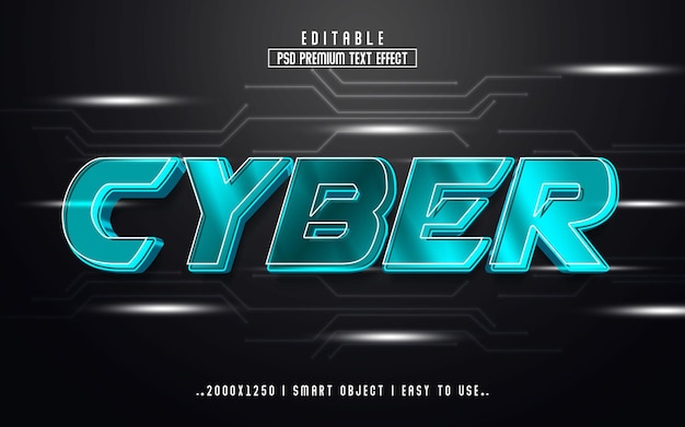 Estilo de efeito de texto editável cyber 3d com fundo premium