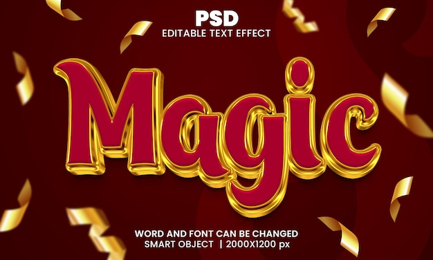 Estilo de efeito de texto editável do Photoshop 3d mágico com plano de fundo