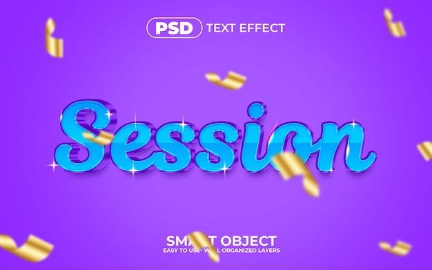 Estilo de efeito de texto editável em 3d da sessão