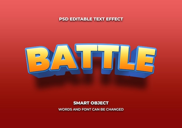 Estilo de efeito de texto editável em 3d de batalha