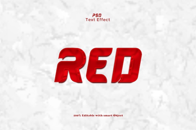 PSD estilo de efeito de texto editável em 3d vermelho psd