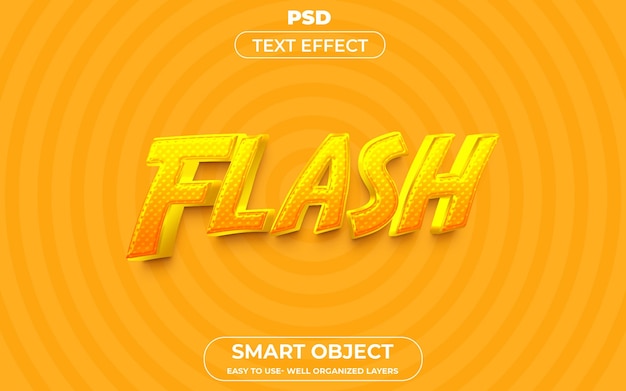 Estilo de efeito de texto editável em flash 3d modelo de psd premium com plano de fundo