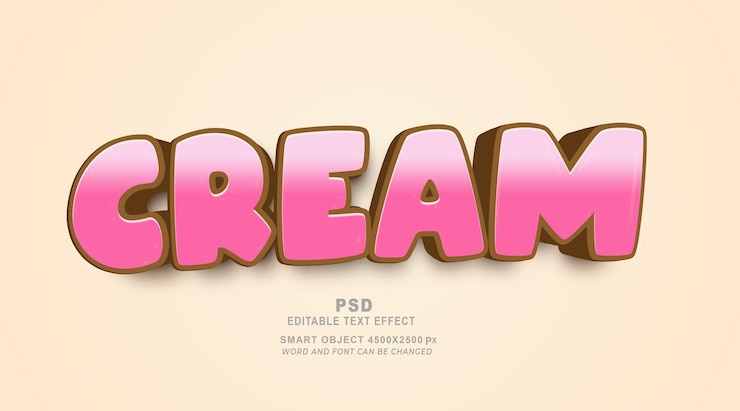 PSD estilo de efeito de texto editável em photoshop creme 3d