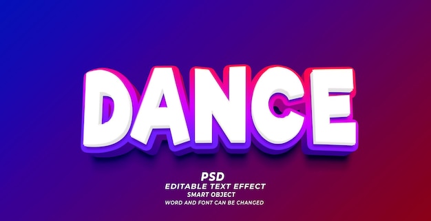 Estilo de efeito de texto editável em photoshop de dança clássica 3d