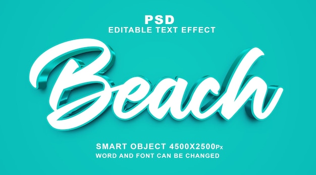 PSD estilo de efeito de texto editável em photoshop de praia 3d