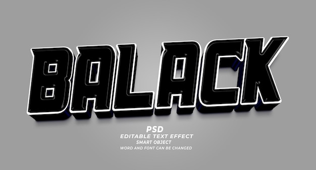 Estilo de efeito de texto editável em photoshop preto 3d com plano de fundo premium