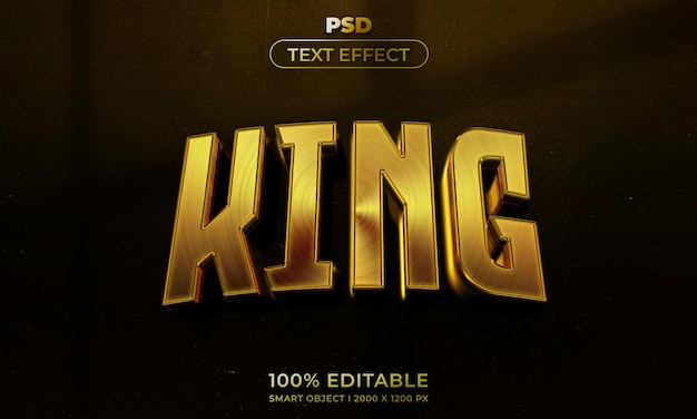 Estilo de efeito de texto editável King 3d com plano de fundo