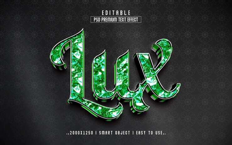 PSD estilo de efeito de texto editável lux 3d