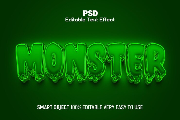 PSD estilo de efeito de texto editável monster psd 3d