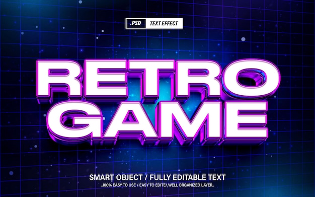 Estilo de efeito de texto editável Retro Game 3D