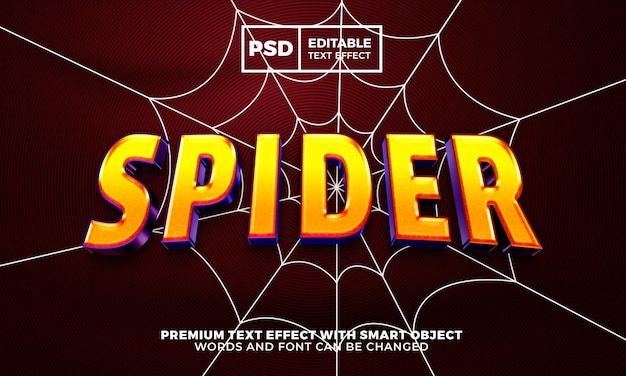 PSD estilo de efeito de texto editável super hero spider 3d