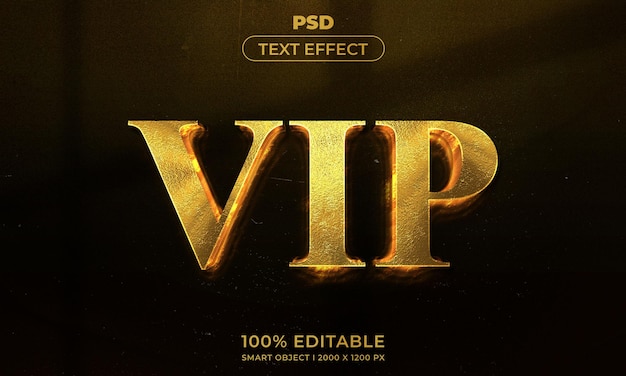 PSD estilo de efeito de texto editável vip 3d com plano de fundo