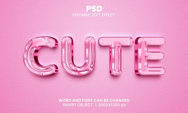 PSD estilo de efeito de texto photoshop editável em 3d cromado bonito com fundo moderno