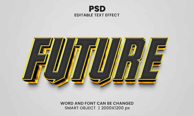 PSD estilo de efeito de texto photoshop editável em 3d de luxo futuro com fundo moderno