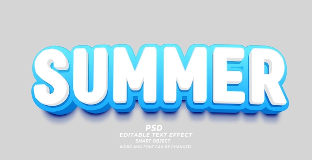 Estilo de efeito de texto photoshop editável em 3d de verão