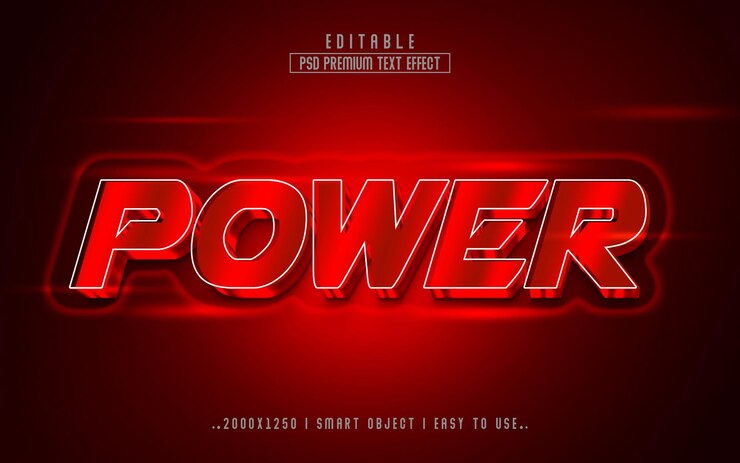 Estilo de efeito de texto premium realista Power 3d com plano de fundo