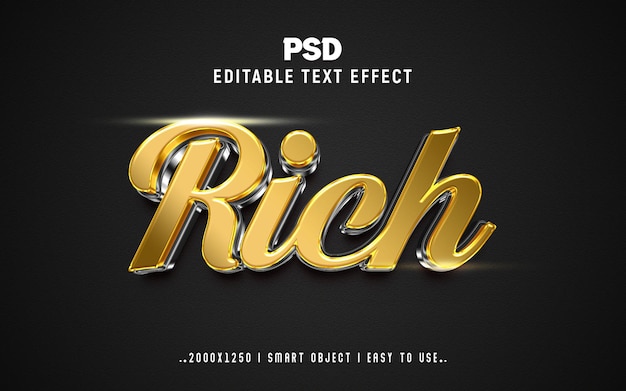 Estilo de efeito de texto PSD 3D editável