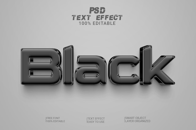 Estilo de efeito de texto psd 3d preto