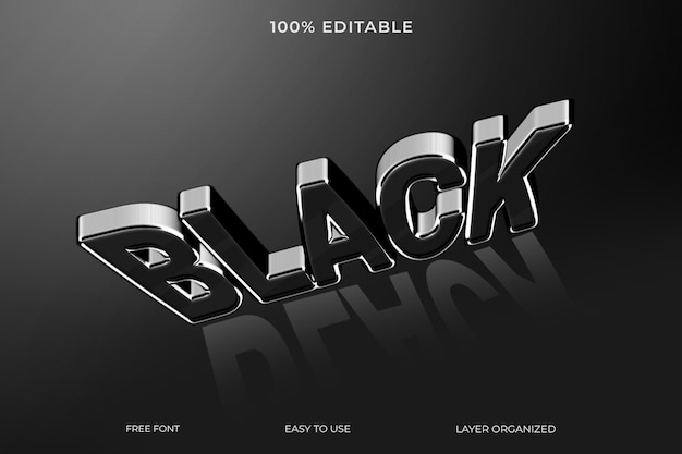 Estilo de efeito de texto PSD 3d preto