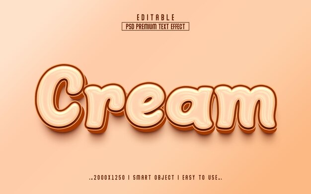 PSD estilo de efeito de texto psd editável em creme 3d