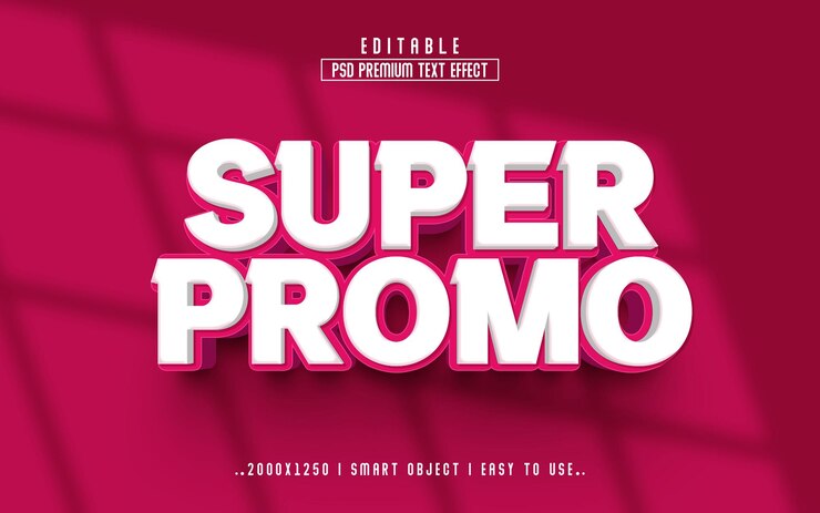 Estilo de efeito de texto PSD editável superpromocional 3D