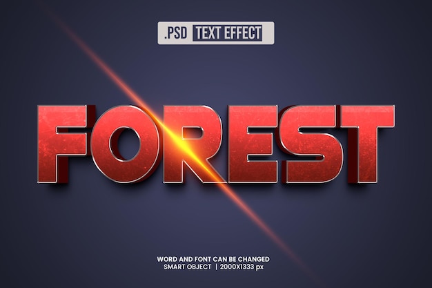 PSD estilo de efeito de texto psd forest 3d