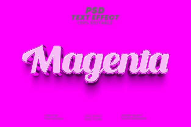 PSD estilo de efeito de texto psd magenta 3d