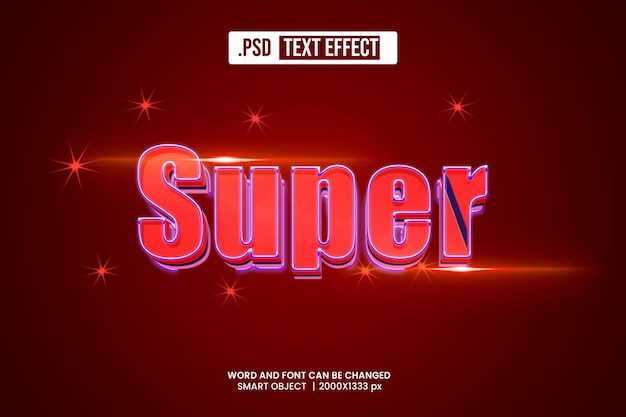 Estilo de efeito de texto PSD Super 3D