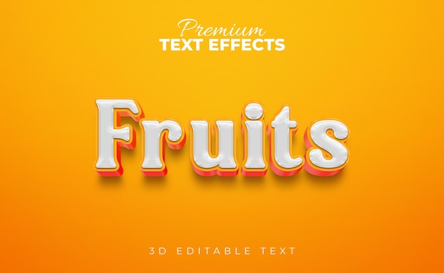 Estilo de efeitos de texto 3d de frutas brilhantes