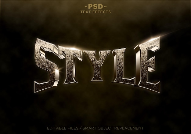 Estilo de efeitos de texto de metal marrom