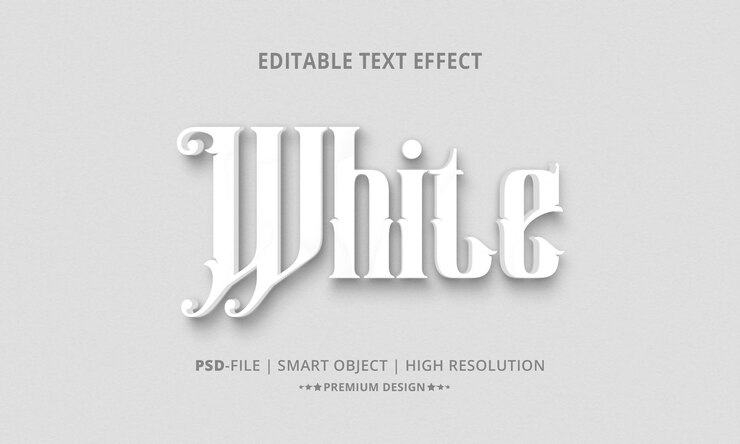 Estilo de efeitos de texto editáveis 3d branco criativo