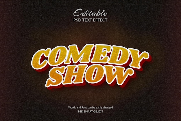 Estilo de efeitos de texto editável em 3D Show de comédia