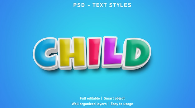 PSD estilo de efeitos de texto filho