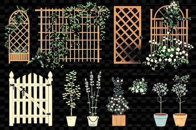 Estilo de fazenda trellises pixel art com charme rústico e textura di creative y2k neon item designs